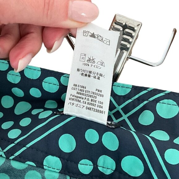 Patagonia Women's 10 Wavefarer Board Shorts Green Polka Dot 4" Inseam Swim Hike - Picture 8 of 8